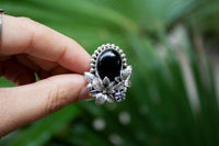 Floral Black Onyx Ring, AR-7162