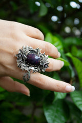 Nocturne Bloom - Black Opal Ring, AR- 7586