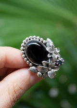 Floral Black Onyx Ring, AR-7162