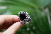 Floral Black Onyx Ring, AR-7162