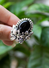 Floral Black Onyx Ring, AR-7162