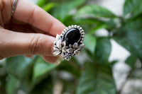 Floral Black Onyx Ring, AR-7162