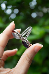 Celestia’s Veil – Moonstone & Amethyst Celestial Ring, AR-7593