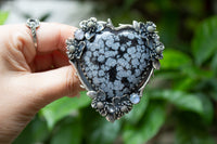 Snowflake Obsidian Blossom Heart Ring, AR-7166