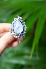 Moonlit Whispers – Moonstone & Kyanite Ring, AR-7601