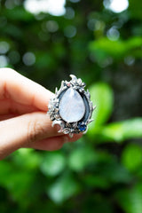Moonlit Whispers – Moonstone & Kyanite Ring, AR-7601