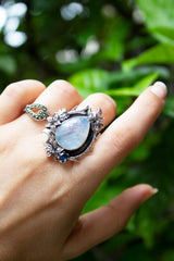 Moonlit Whispers – Moonstone & Kyanite Ring, AR-7601