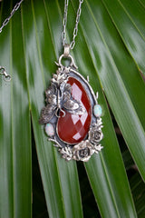 Ember Wings : Red Onyx & Opal Pendant, AP-7623