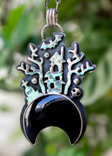 Half Moon Scary House Pendant, AP-6829