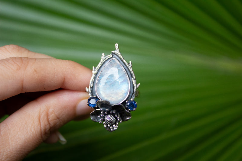 Ethereal Blossom Moonstone Ring, AR-7159