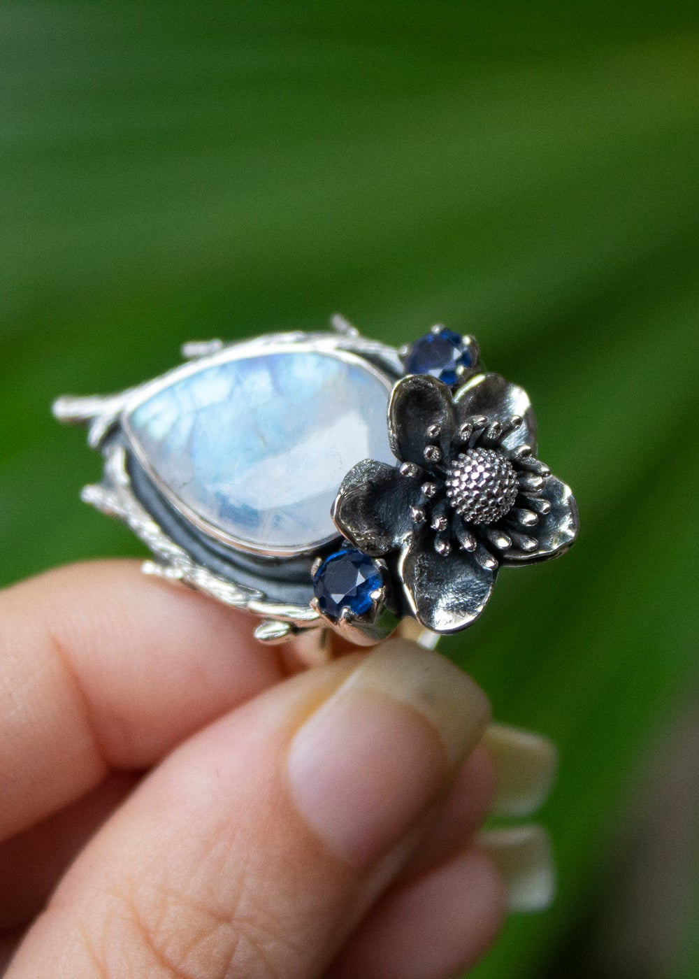 Ethereal Blossom Moonstone Ring, AR-7159