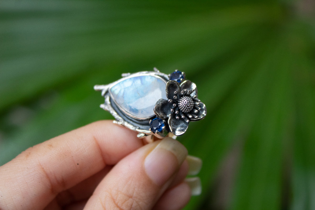 Ethereal Blossom Moonstone Ring, AR-7159