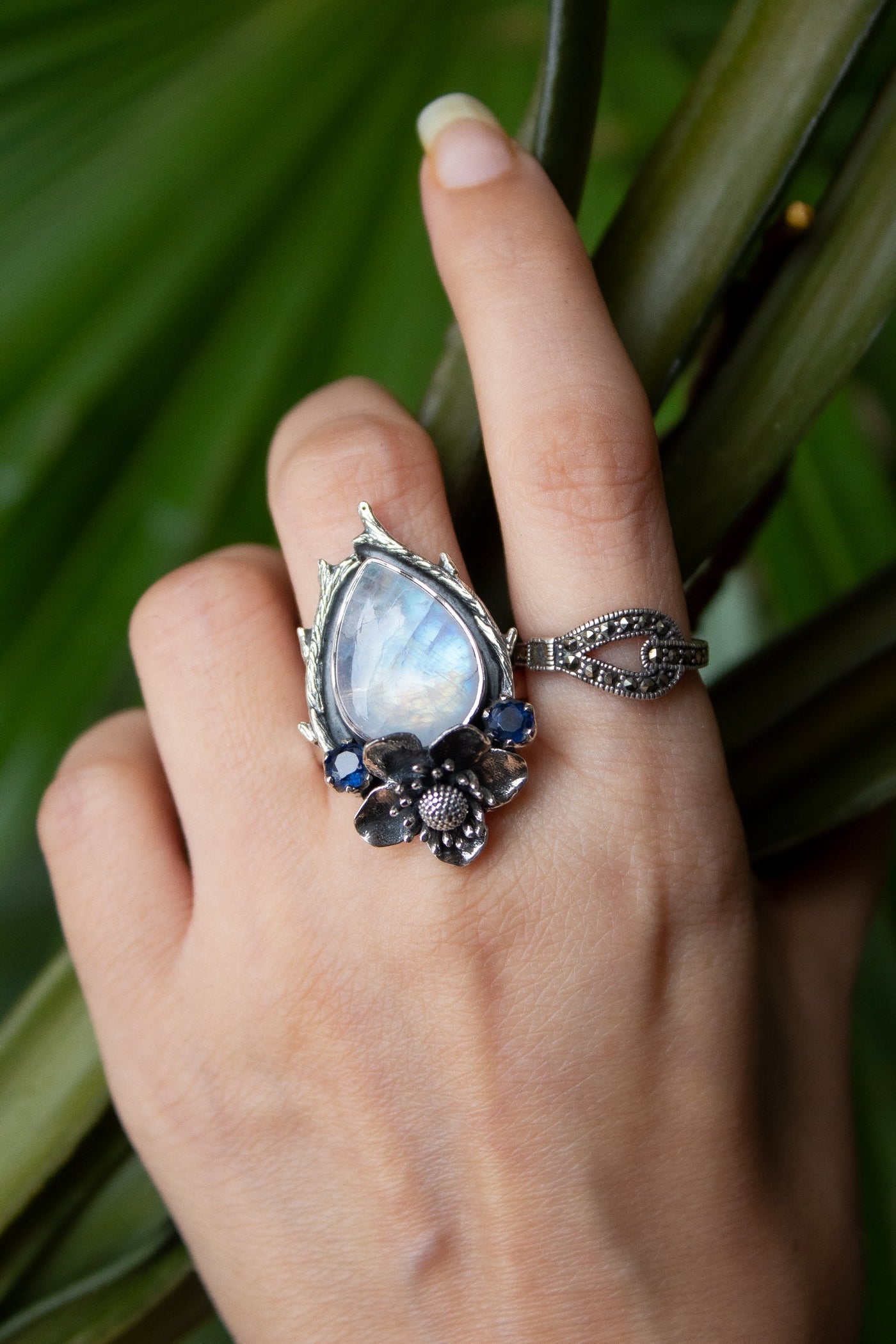 Ethereal Blossom Moonstone Ring, AR-7159