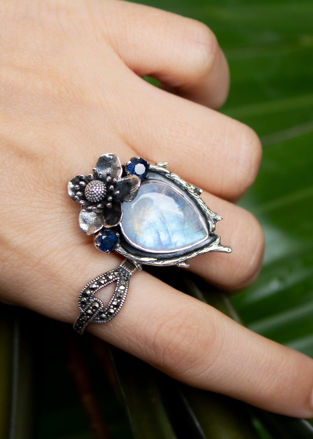 Ethereal Blossom Moonstone Ring, AR-7159