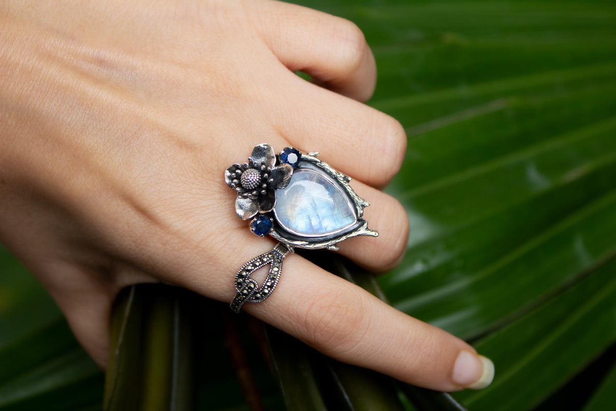 Ethereal Blossom Moonstone Ring, AR-7159