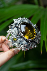 Echoes of Radiance : Champagne Quartz Cuff Bracelet, AB-7621