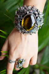 Echoes of Radiance : Champagne Quartz Cuff Bracelet, AB-7621
