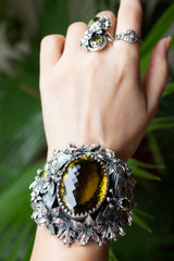 Echoes of Radiance : Champagne Quartz Cuff Bracelet, AB-7621