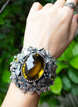 Echoes of Radiance : Champagne Quartz Cuff Bracelet, AB-7621