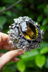 Echoes of Radiance : Champagne Quartz Cuff Bracelet, AB-7621