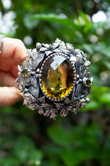 Echoes of Radiance : Champagne Quartz Cuff Bracelet, AB-7621