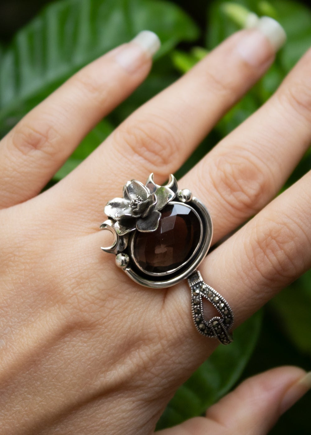 Nature's Embrace: Smokey Quartz Ring AR-7157