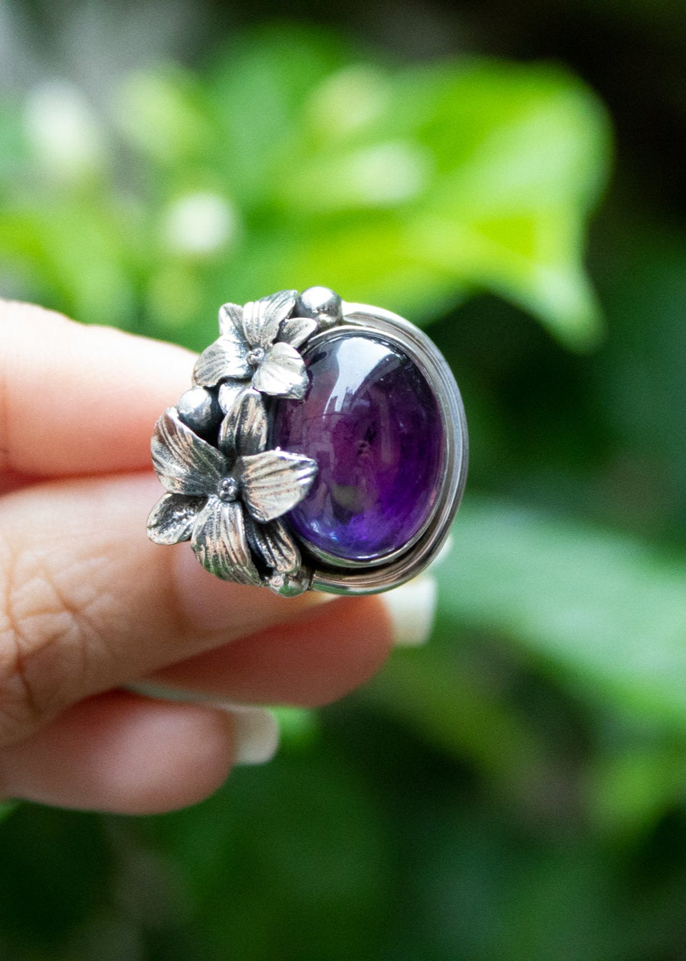 Floral Elegance Amethyst Ring, AR-7154