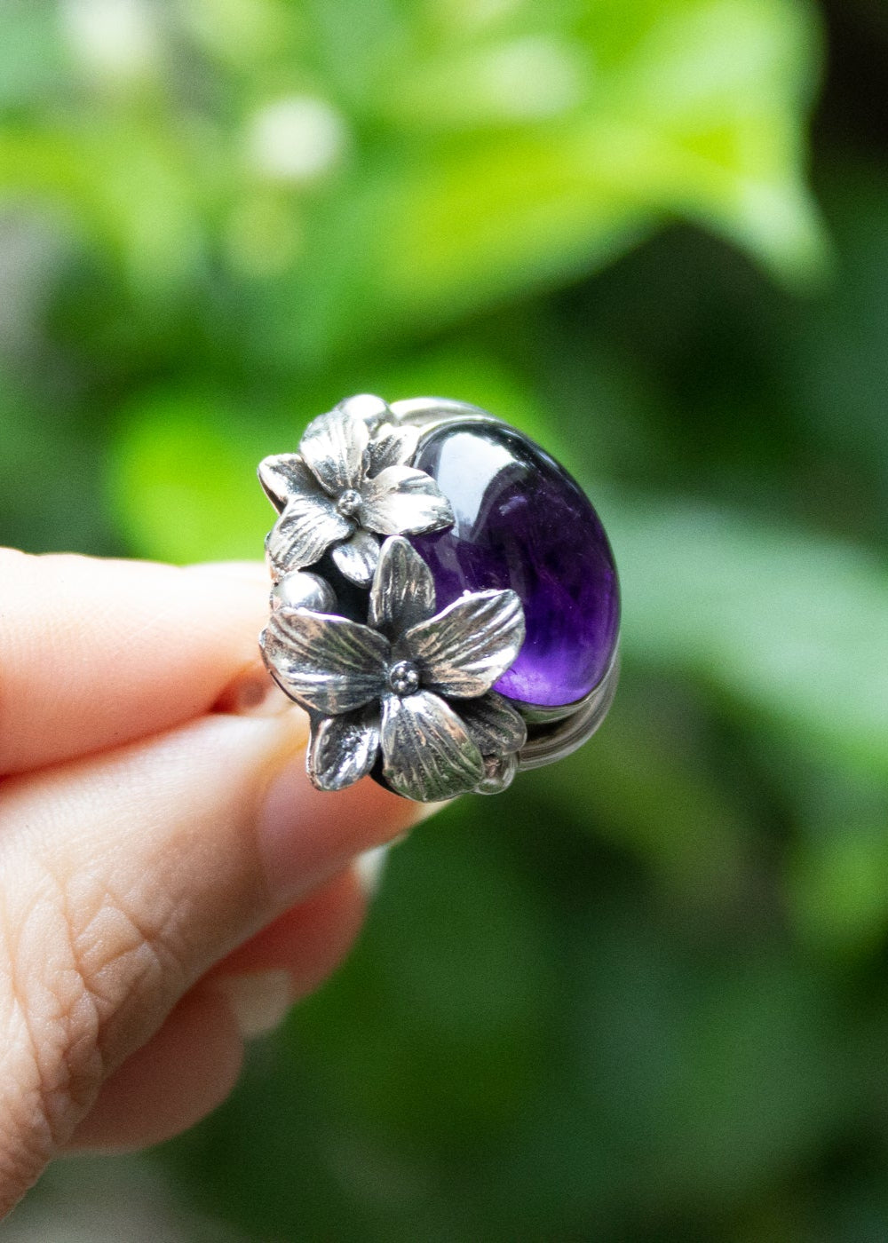 Floral Elegance Amethyst Ring, AR-7154