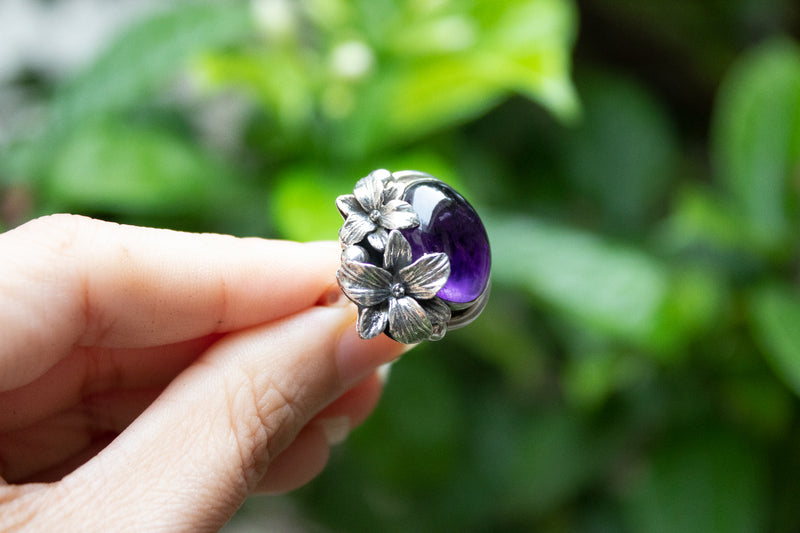 Floral Elegance Amethyst Ring, AR-7154