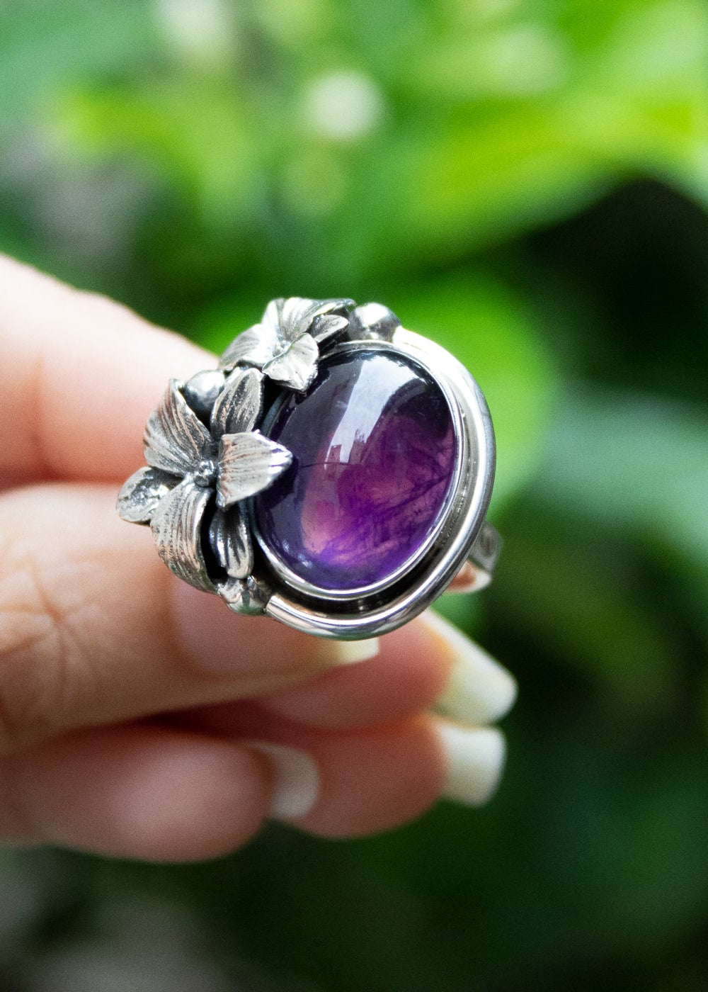 Floral Elegance Amethyst Ring, AR-7154