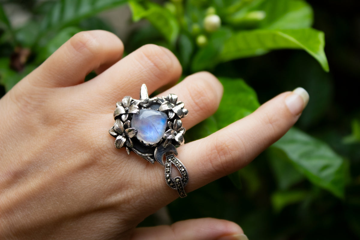 Whimsical Harmony: Moonstone Ring, AR-7156