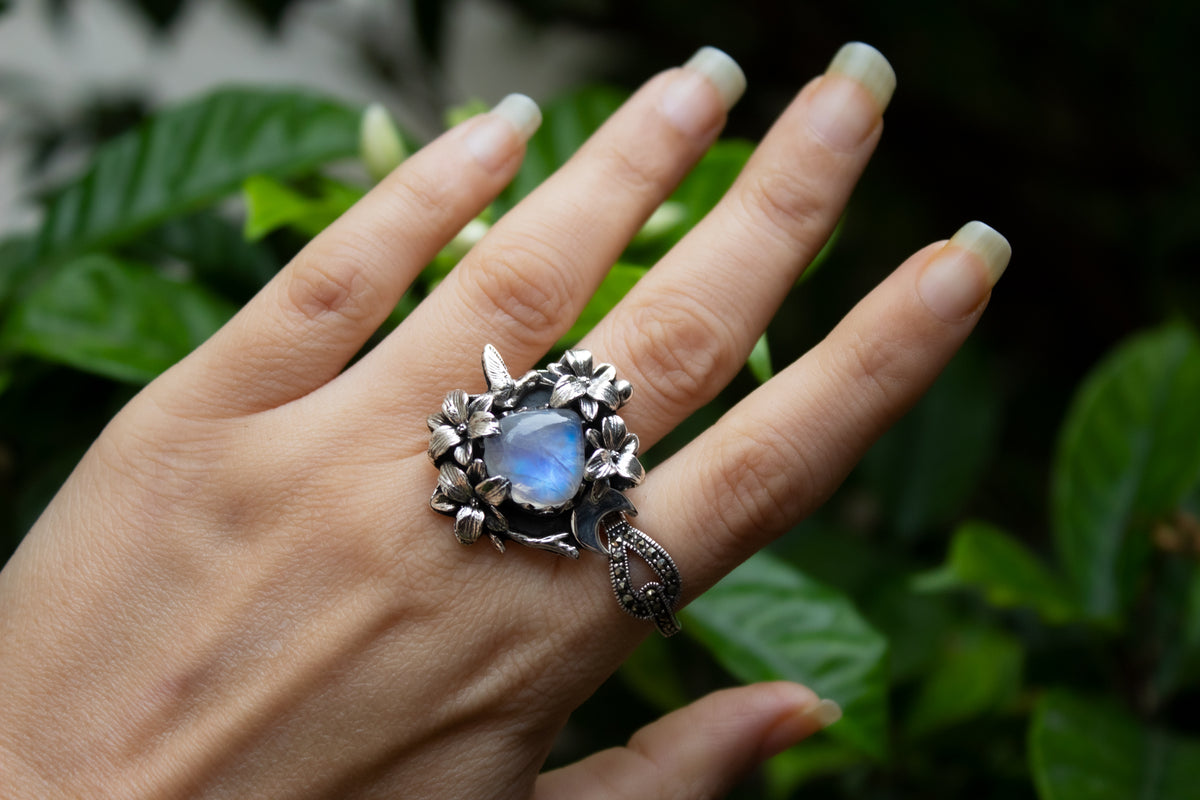 Whimsical Harmony: Moonstone Ring, AR-7156