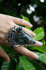 Forest Roses Moss Agate Ring, AR- 7615