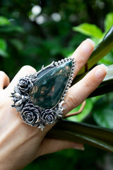 Forest Roses Moss Agate Ring, AR- 7615