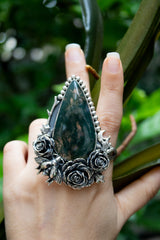 Forest Roses Moss Agate Ring, AR- 7615