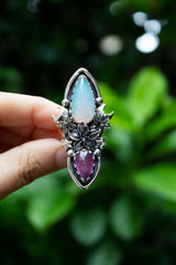 Blossoms of Dawnlight: Opal & Pink Tourmaline Ring, AR- 7609