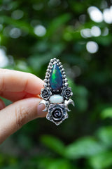 Twilight Rose Ring: Black Opal & Ethopian Opal, AR-7633
