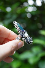 Twilight Rose Ring: Black Opal & Ethopian Opal, AR-7633