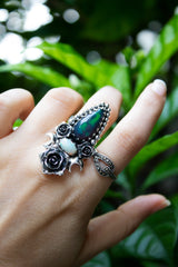 Twilight Rose Ring: Black Opal & Ethopian Opal, AR-7633