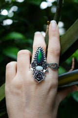 Twilight Rose Ring: Black Opal & Ethopian Opal, AR-7633