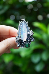 Garden of Starlight : Opal & Green Tourmaline Ring, Ar-7611