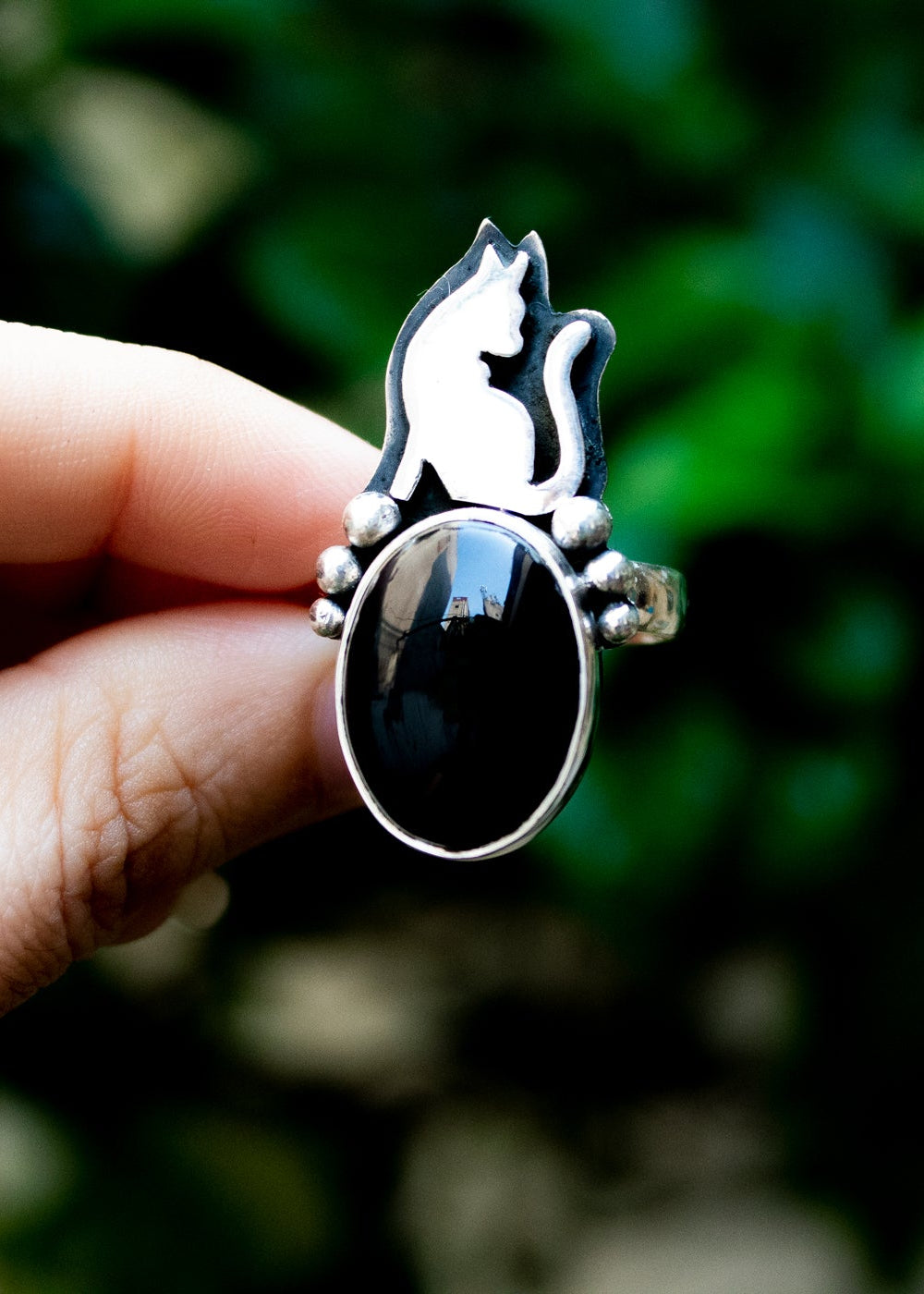 Black Onyx Cat Ring, AR-6861