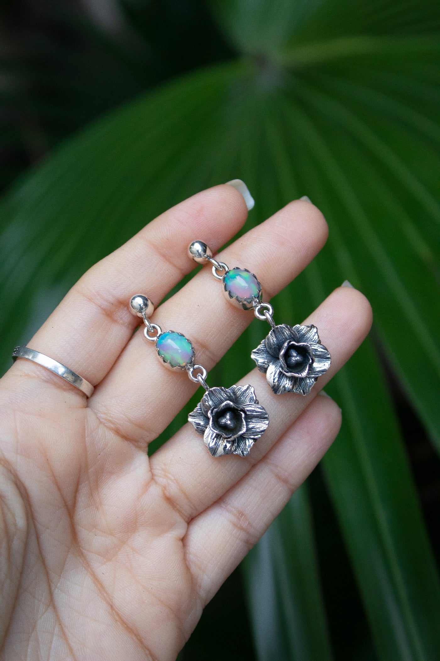 Blooming Fire: Opal Earrings, AE-7610