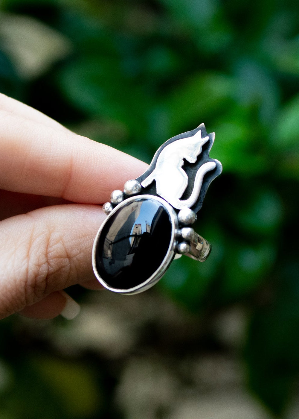 Black Onyx Cat Ring, AR-6861