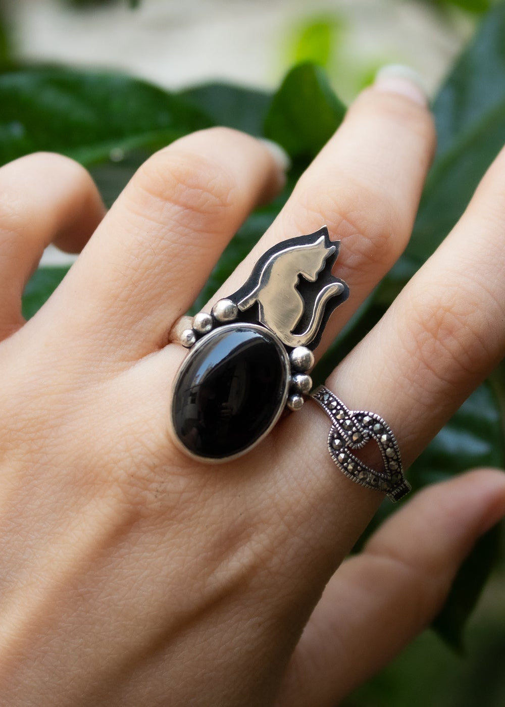 Black Onyx Cat Ring, AR-6861