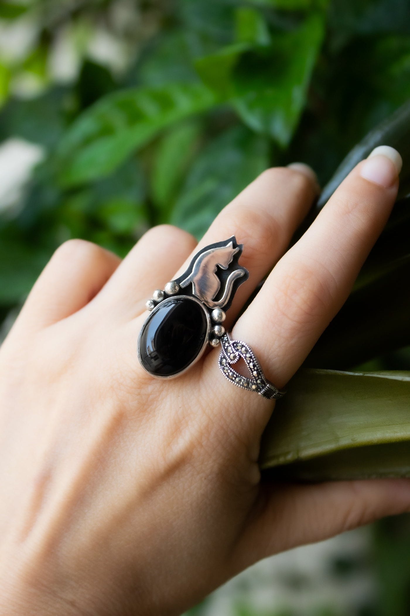 Black Onyx Cat Ring, AR-6861