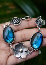 Labradorite Floral Bracelet, AB-6883