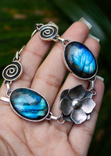 Labradorite Floral Bracelet, AB-6883