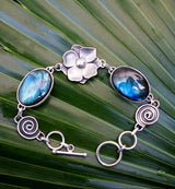 Labradorite Floral Bracelet, AB-6883