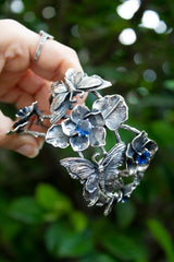 Twilight Garden - Sterling Silver & Kyanite Cuff Bracelet, AB-7620